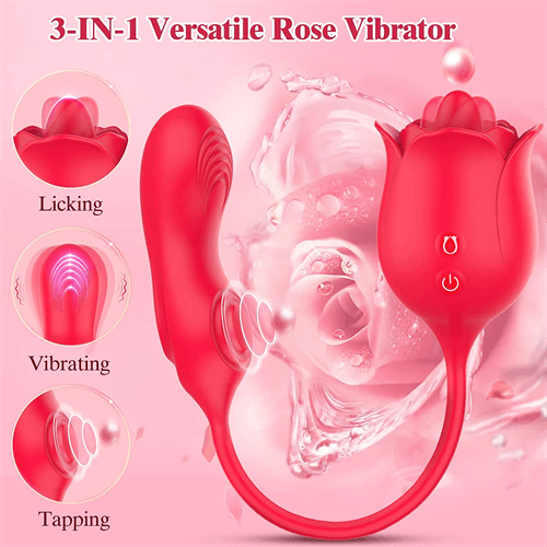 10 Tongue Licking & Tapping Rose Toy - Delightor