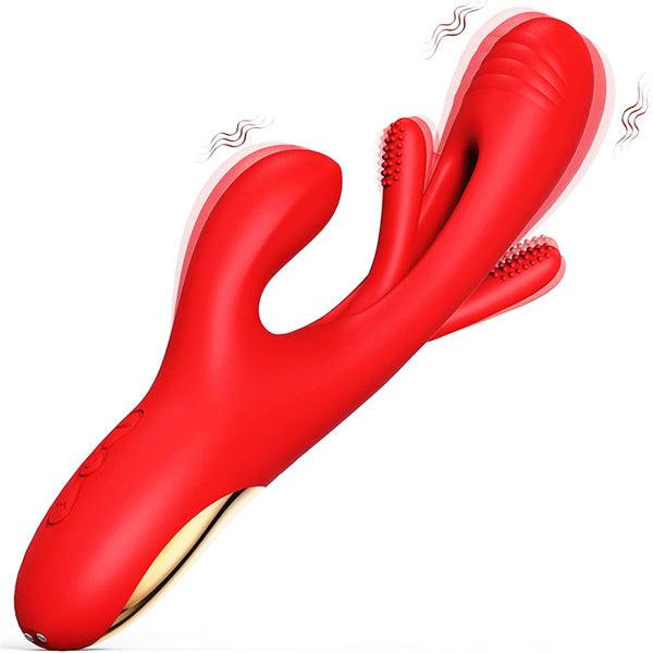 3IN1 Flapping Rabbit Vibrator Red - Delightor