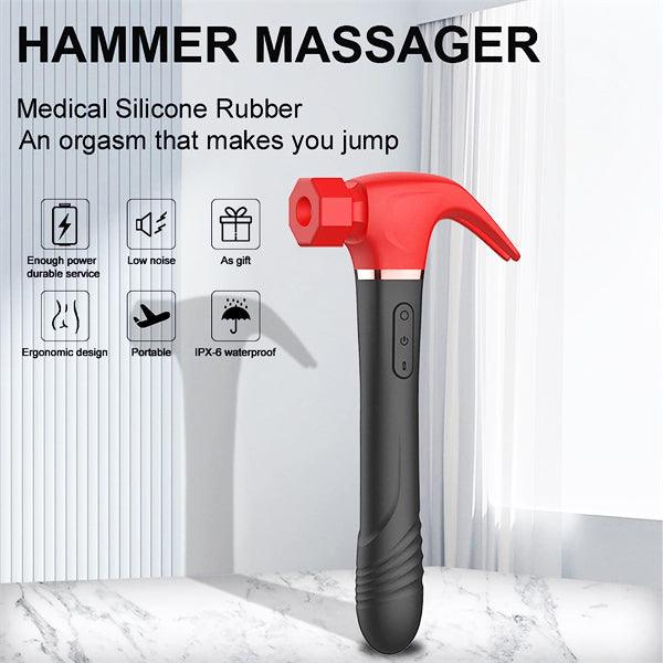 4 in 1 Sucking & Thursting & Vibrating & Licking Hammer Vibrator Red - Delightor