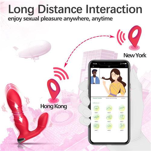 App＆Remote Control Thrusting Vibrator Thrusting Nancee Red - Delightor