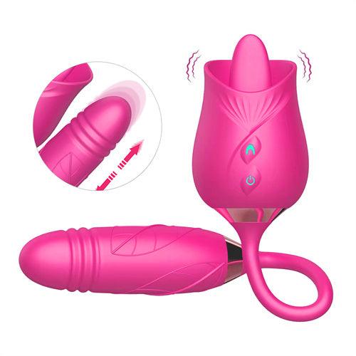 Licking Rose Vibrator Dildo Pro3 Hot Pink - Delightor