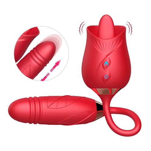 Licking Rose Vibrator Dildo Pro3 Hot Pink - Delightor