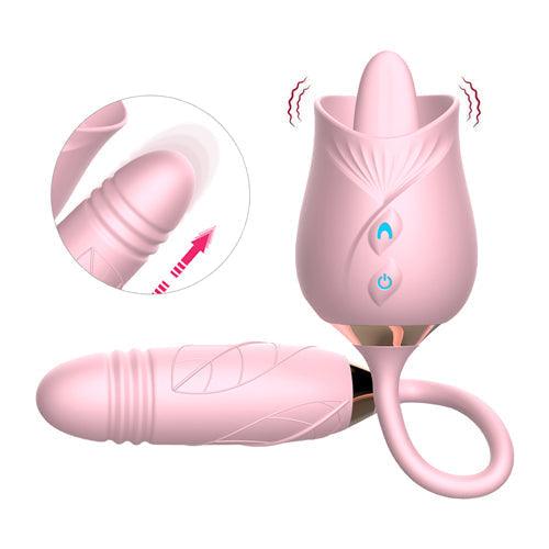 Licking Rose Vibrator Dildo Pro3 Hot Pink - Delightor