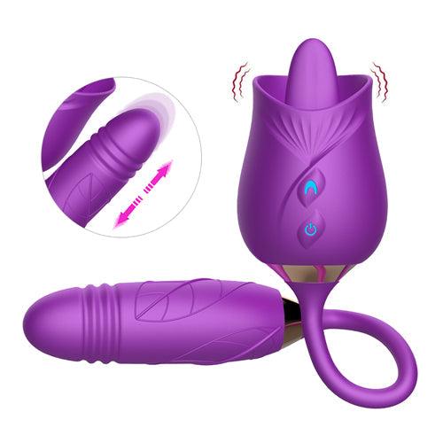 Licking Rose Vibrator Dildo Pro3 Hot Pink - Delightor