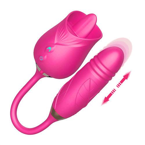 Licking Rose Vibrator Dildo Pro3 Hot Pink - Delightor