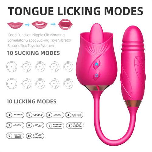 Licking Rose Vibrator Dildo Pro3 Hot Pink - Delightor