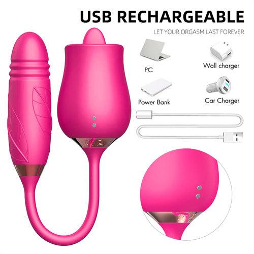 Licking Rose Vibrator Dildo Pro3 Hot Pink - Delightor