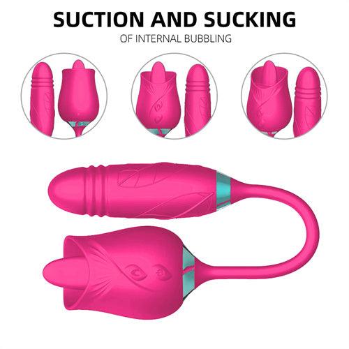 Licking Rose Vibrator Dildo Pro3 Hot Pink - Delightor