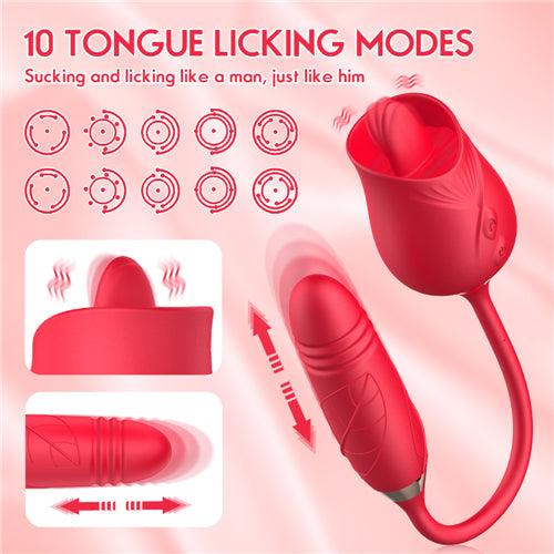 Licking Rose Vibrator Dildo Pro3 Pink - Delightor