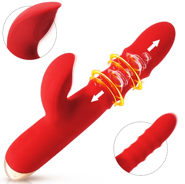 Rabbit Vibrator with 1 Thrusting Ring Green - Delightor