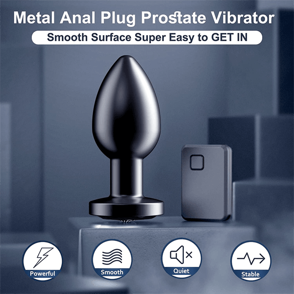 Stainless Steel Anal Vibrator Black - Delightor