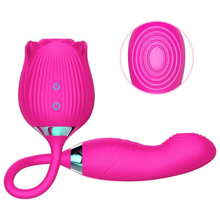 Sucking Slap Rose Dildo Vibrator Hot Pink - Delightor