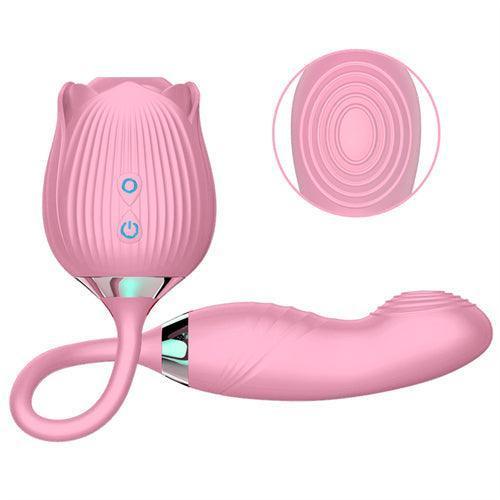 Sucking Slap Rose Dildo Vibrator Hot Pink - Delightor