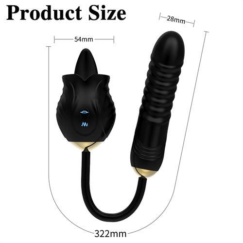 Thrusting Dildo Lick Tongue Rose Vibrator Black - Delightor