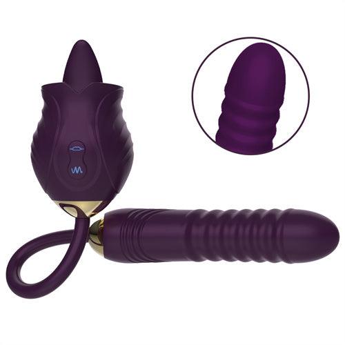 Thrusting Dildo Lick Tongue Rose Vibrator Pink - Delightor