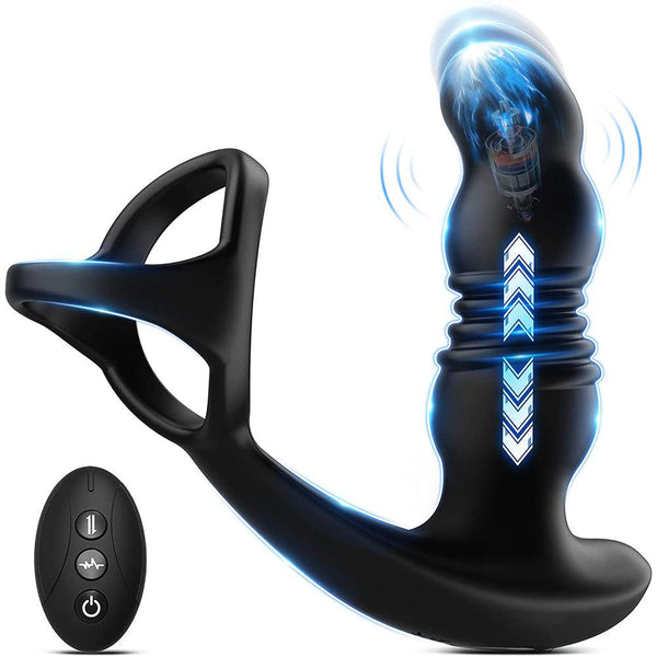 Thrusting Prostate Massager Anal Vibrator with Cock Ring Janisa - Delightor